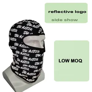 Nova moda logo reflexiva balaclava ski máscara balaclava rosto cheio preto custom designed térmica