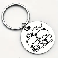 Personnalisé mignon Bubu Dudu Panda Couple en acier inoxydable porte-clés Panda et ours design cadeau parfait pour anniversaire et Saint Valentin