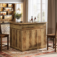 Table de bar en forme de L en bois d'ingénierie Tribesigns, armoire d'angle, présentoir à 4 niveaux, rangement pour verres à liqueur et à vin, unité de bar pour la maison