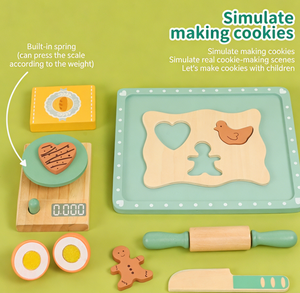 Jouets de cuisine en bois multifonctionnels et interactifs pour enfants : Biscuits de dessin animé en gros pour jeux de simulation de cuisson éducatifs - Product Image 4