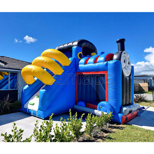 บ้านลมเป่าลมรูปรถไฟ 100% PVC สำหรับเด็กเล่นกลางแจ้ง พร้อมสไลเดอร์รถไฟโทมัส - Product Image 4