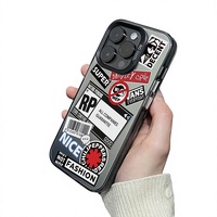Coque arrière personnalisable en PC antichoc style Ins, transparente argentée, effet pierre froide pour iPhone 16/15 Pro Max/14/13