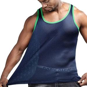 Newest Custom Private Label Men's Gym <b>Top</b> <b>Sleeveless</b> Sports Tank <b>Top</b> Polyester Spandex Mesh Casual Men Tank <b>Tops</b> - Product Image 2
