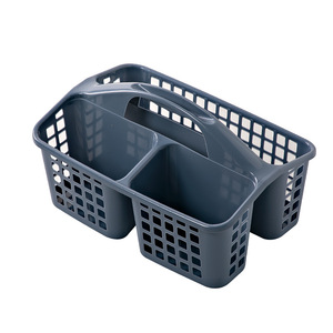 Portable Storage <b>Basket</b> With Compartments Thickened Plastic Bathroom Organizer For Home Use White Gray Blue - Product Image 4