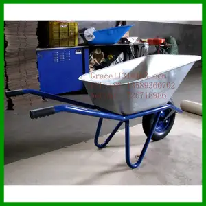 Pabrik gerobak roda Rusia tugas berat barrow roda logam gerobak dengan nampan galvanis 100L 110L kapasitas barrow QingDao