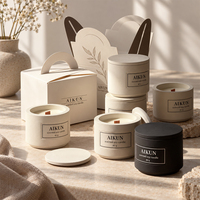 Bougie parfumée en cire de soja AIKUN, neutre, à mèche en bois unique, dans un bocal rond avec couvercle, étiquette imprimée, boîte de transport, pour cadeaux de fêtes