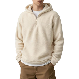 Sweat à capuche mi-zippé en polaire sherpa pour homme, doux, chaud, pull d'hiver, confortable, épais, décontracté, veste à capuche - Product Image 4