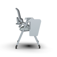 Chaise de bureau ergonomique moderne en maille avec revêtement PU, pour hôpital et école, avec accoudoirs réglables, tablette d'écriture incluse et table pliable