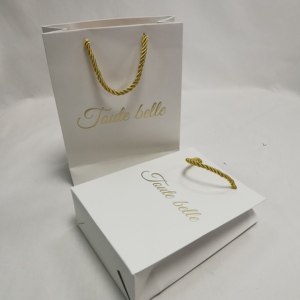 Échantillon Gratuit, Petite Quantité, Sac en Papier Personnalisé de Luxe avec Estampage à Chaud Doré, Sacs en Carton Colorés et Unis avec Votre Propre Logo - Product Image 3