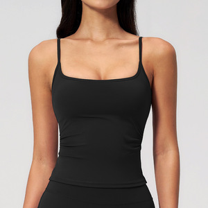 <span class=keywords><strong>Top</strong></span> Deportivo Corto sin Costuras con Cuello Cuadrado para Mujer, Talla Grande, sin Mangas, Acolchado, para Gimnasio, Ejercicio, Fitness, Spandex, Ecológico, Reciclable - Product Image 4