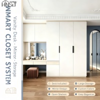 Armoire moderne en bois autoportante avec miroir pleine longueur et tiroirs pour hôtel, appartement, chambre – Multifonctionnelle, gain de place