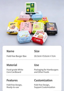 Caja <span class=keywords><strong>de</strong></span> Embalaje <span class=keywords><strong>de</strong></span> Papel Ecológica Personalizada con Logotipo, Apta para Alimentos, con Relieve, para <span class=keywords><strong>Comida</strong></span> para Llevar: Hamburguesas, Papas Fritas, Pollo Frito - Product Image 4