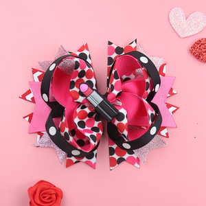 Lazos para el Cabello <span class=keywords><strong>con</strong></span> Plumas para el Día de San Valentín, Clip <span class=keywords><strong>con</strong></span> Forma de Corazón Rojo y Rosa, Lazos para el Cabello de Boutique para Niñas, Accesorios para el Cabello de Niñas - Product Image 3