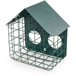 Mangeoire à oiseaux anti-écureuils JH-Mech, en métal, résistante aux intempéries, avec ouvertures circulaires intégrées, finition verte thermolaquée - Product Image 1