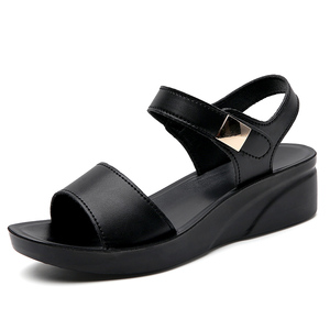 Nouvelles sandales décontractées en cuir pour femmes, collection été 2026, à semelle épaisse et souple, compensées, antidérapantes, rehaussantes - Product Image 3