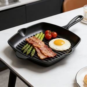 Sartén Teppanyaki <span class=keywords><strong>de</strong></span> <span class=keywords><strong>Hierro</strong></span> <span class=keywords><strong>Fundido</strong></span> Estilo Americano, Cuadrada, con Diseño Estriado, Fácil <span class=keywords><strong>de</strong></span> Limpiar, <span class=keywords><strong>para</strong></span> Asar Filetes en Casa - Product Image 4