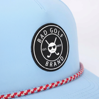 Club Company Customized Sports Waterproof 5 Panel Baseball Cap Hydro Breathable Rope Golf Hats with Rubber/PVC Logo Gorras
