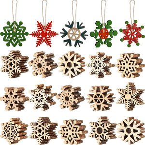 Unfinished Wooden Snowflake Ornament 10-Piece Set Hanging Christmas <b>Tree</b> Decoration DIY Craft For Home Holiday Decor - Product Image 1