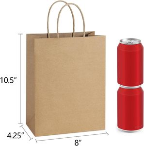 Sacs en papier kraft jetables de haute qualité, bon marché, pour emballages cadeaux, vêtements, shopping, usine, impression de logo personnalisé avec poignées - Product Image 2