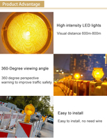 Feu de signalisation à énergie solaire longue durée de vie Barricade Clignotant Clignotant Voyant d'avertissement