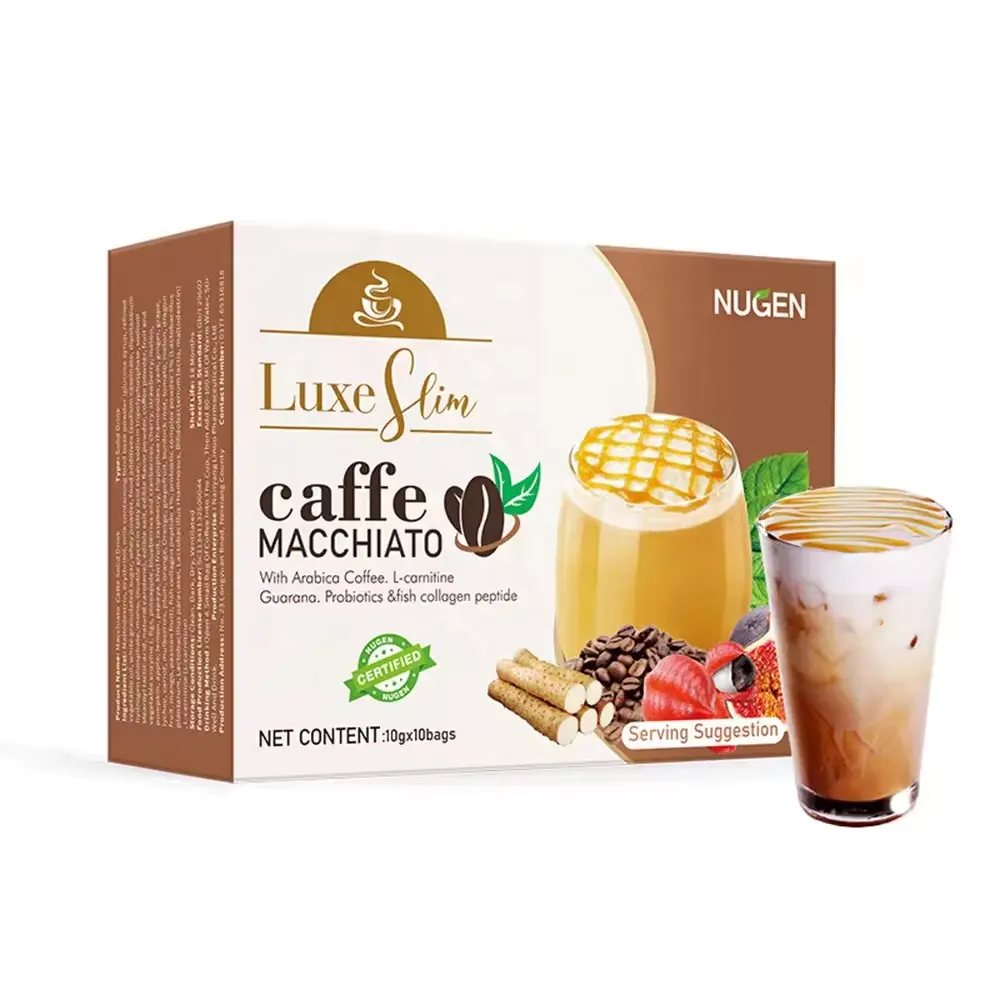 Luxe Slim Caffe Macchiato pelangsing kopi, bubuk pelangsing minuman Diet untuk tubuh Detox