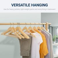 Cintres en bois naturel pour magasin de vêtements avec barre antidérapante pour pantalons – Présentoirs à vêtements