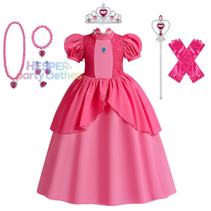 Nouveauté HP : Costume de cosplay pour Halloween, Noël, fête, robe de princesse Peach pour filles - Product Image 1