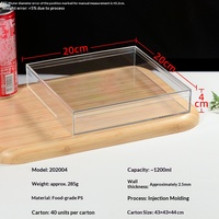 Boîte d'emballage carrée transparente en acrylique de qualité alimentaire recyclable personnalisée de 20 cm, épaissie, haut de gamme, pour produits secs, boîte cadeau