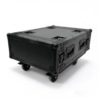 Kotak Rakit Tipe Amerika OEM 4U untuk Amplifier Kurang dari 45cm dengan 4 Roda Berpengereman 4'' dan 4 Alur Tersembunyi