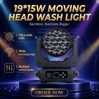 4-in-1 19*15W RGBW Wash Moving Head Zoom Club Bühnenlicht Zusätzliches LED-Pixel-Rohr für Bühnenveranstaltungen LED Moving Head