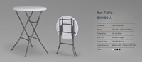 Table pliante en plastique de 3,6 pieds de haut largeur 2.6 pieds Barre blanche pliante en plastique Intérieur/extérieur