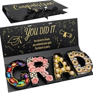 Caja de Regalo de Cartón Floral Personalizada con Estampado de Letras de Graduación para Empaque de Chocolate, Flores Navideñas, Venta al por Mayor Económica - Product Image 1