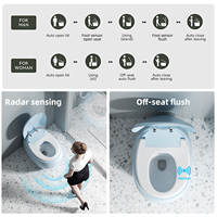 Siège de toilette chauffant intelligent automatique avec bidet intégré, auto-nettoyant, télécommande, ronde, à siphon en S, en céramique, étanche IPX4