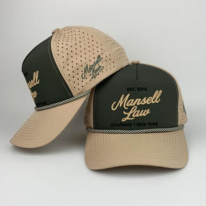 หมวกเบสบอลแบบ 5 แฉก กันน้ำ สองสี แบบมีรูระบายอากาศ พร้อมเชือก  โลโก้ PVC คุณภาพสูงแบบ OEM สำหรับกีฬากอล์ฟและกีฬาอื่นๆ  สามารถสั่งทำได้ - Product Image 5