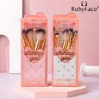 Ensemble de 10 pinceaux de maquillage à virole dorée avec support matelassé orné de strass, kit de pinceaux pour poudre, blush, fond de teint et yeux, cadeau