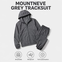 Ensemble de survêtement pour homme en polyester uni personnalisé avec fermeture éclair intégrale, doublure en maille nid d'abeille, cordon de serrage, coupe-vent en nylon, 2 pièces