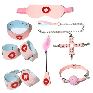 Nurse <b>Bondage</b> <b>Gear</b> 8pcs/set Sex <b>Bondage</b> Leather Handcuffs Whip Rope Adult Sex Products Fro Couples Safe Use - Product Image 4