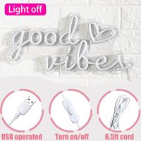 HOHOSIGN Enseignes néon « Good Vibes » 16x8 pouces, LED blanc chaud, alimentées par USB, décoration murale pour chambre, anniversaire/mariage, usage domestique et professionnel (salon)
