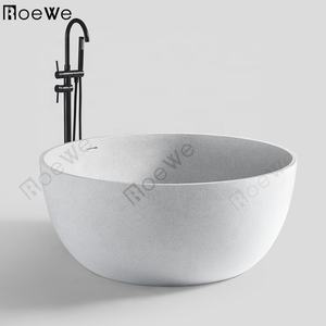 Hotel Badkamer Gegoten Massief Oppervlak Bad Grote Kunststeen Hars Badkuip Rond Vrijstaand Composiet Stenen Bad - Product Image 4