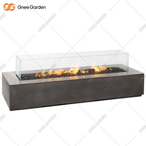 Table de foyer au propane rectangulaire moderne Gnee Garden, chauffage de patio extérieur, construction en acier corten, design durable, efficace - Product Image 3