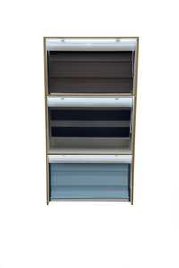 Stores en bois modernes 180x180 cm, horizontaux, filtrant la lumière, design minimaliste, installation latérale, anti-UV, pour fenêtre à battant - Product Image 1