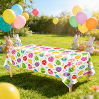 MM Osterhase Ei Blumenmuster Tischdecke Rechteckig Einweg-Plastik-Tischdecke für Kinder Oster-Party-Dekorationen Großhandel