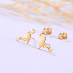 Animal <strong>Stud</strong> <strong>Earrings</strong> Deer Cat Flamingo Hedgehog Stainless Steel Gold Silver <strong>Black</strong> Mini <strong>Earring</strong> for Women - Product Image 4