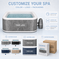 Spa gonflable carré surélevé pour 5 personnes, design personnalisé, avec fonction massage, en PVC laminé, pour extérieur