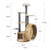 Tour d'escalade pour chat de luxe avec tapis roulant, arbre à chat, colonne en papier kraft, corde à gratter, poteau en sisal, roue d'exercice en bois de caoutchouc