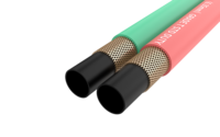 Tuyau de soudage double soudure 1/4" ID ISO 3821 Grade R pour oxygène et acétylène, compatible avec les torches de soudage, pour soudage, découpe, brasage et CVC