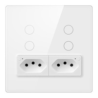 Tuya Smart Brésil Wifi 4 Interrupteur Mural avec Prise Brésilienne Prise Brasil Télécommande