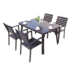 Ensembles de salle à manger d'extérieur en alliage d'aluminium pour patio et <span class=keywords><strong>balcon</strong></span> ; Tables et chaises de style villa pour l'extérieur avec options de levage extensible - Product Image 1