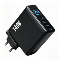 Chargeur GaN 140W avec écran TFT numérique, multi-ports, charge rapide PD3.1, bloc d'alimentation intelligent avec moniteur de puissance pour ordinateur portable et téléphone