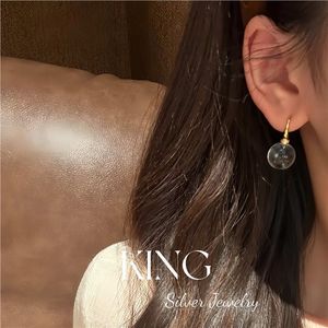 King Silver Jewelry S925 Sterling Silver Gold Plated <b>Crystal</b> <b>Ball</b> Drop Earrings Everyday Wear - Product Image 2